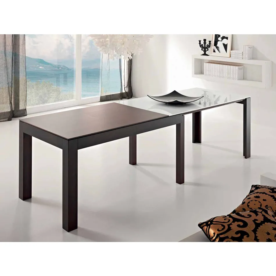 Tavolo Allungabile fino a 270cm in Vetro e Legno Frassino Made in Italy – Homer Viadurini