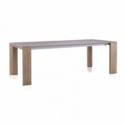 Tavolo Allungabile Fino a 300 cm in Ceramica e Gambe in Legno - Ipanemo Viadurini
