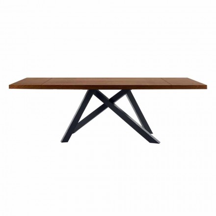 Tavolo Allungabile Fino a 300 cm in Legno e Acciaio Made in Italy - Settimmio Viadurini