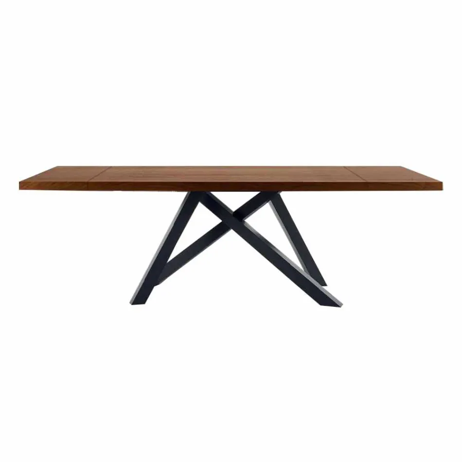 Tavolo Allungabile Fino a 300 cm in Legno e Acciaio Made in Italy - Settimmio Viadurini