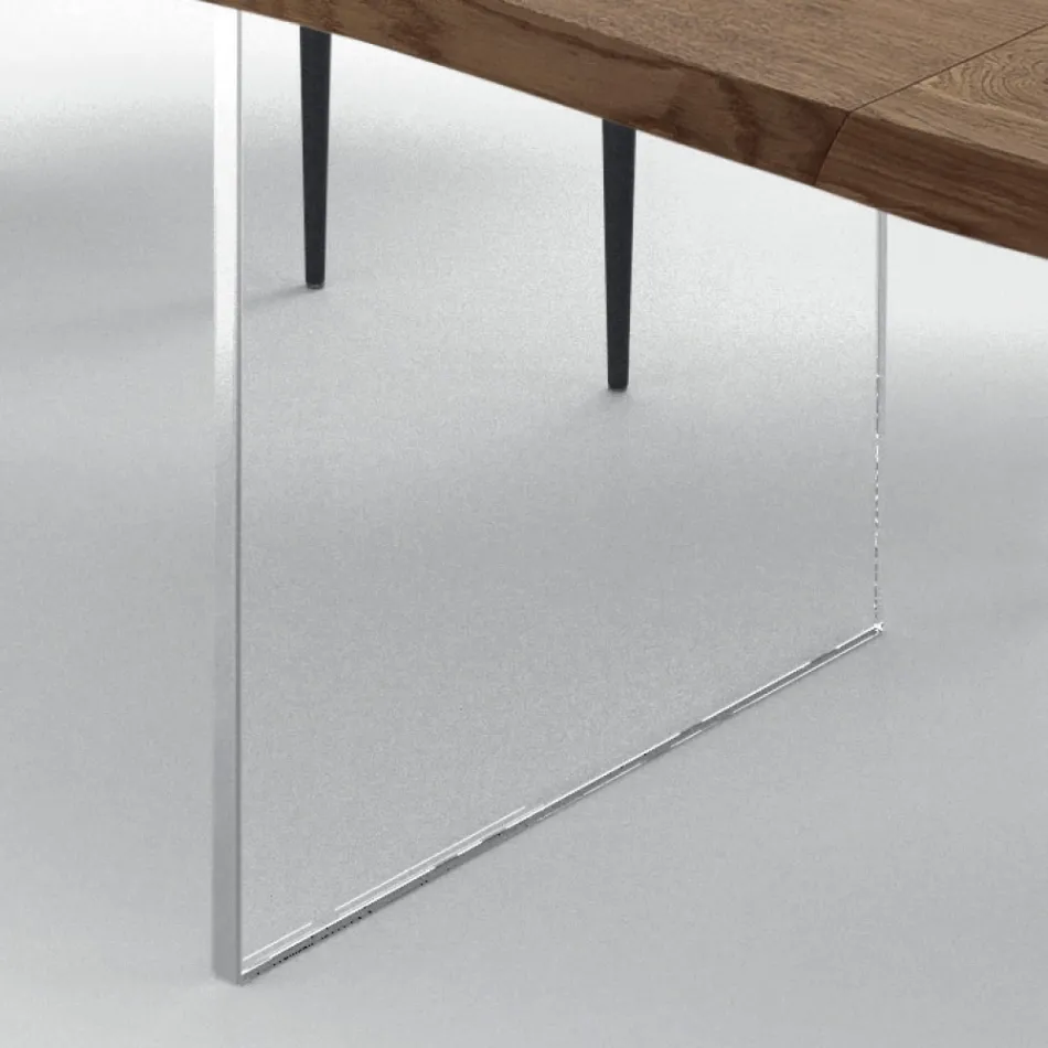 Tavolo Allungabile Fino a 300 cm in Legno Impiallacciato e Vetro – Strappo Viadurini