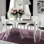 Tavolo Allungabile fino a 350cm in Legno Noce Tanganika Bianco Lucido, Leomas Viadurini