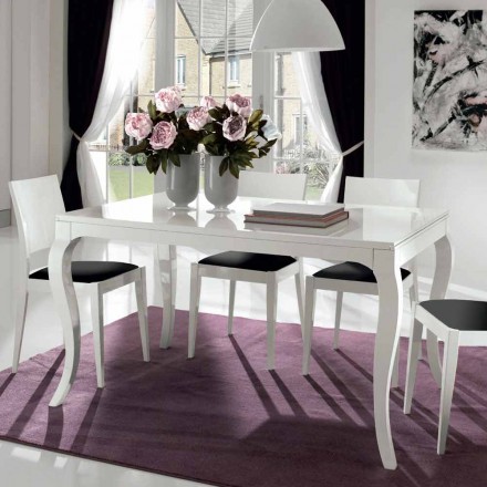 Tavolo Allungabile fino a 350cm in Legno Noce Tanganika Bianco Lucido, Leomas Viadurini