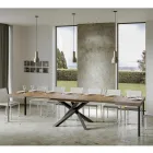 Tavolo Allungabile Fino a 440 cm in Ferro Antracite e Legno Made in Italy - Graffo Viadurini