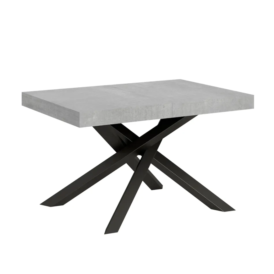 Tavolo Allungabile Fino a 440 cm in Ferro Antracite e Legno Made in Italy - Graffo Viadurini