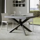 Tavolo Allungabile Fino a 440 cm in Ferro Antracite e Legno Made in Italy - Graffo Viadurini