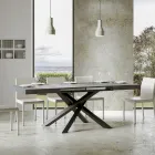 Tavolo Allungabile Fino a 440 cm in Ferro Antracite e Legno Made in Italy - Graffo Viadurini