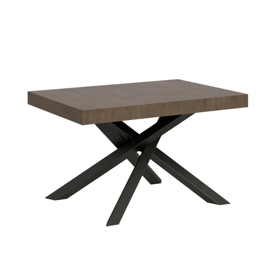 Tavolo Allungabile Fino a 440 cm in Ferro Antracite e Legno Made in Italy - Graffo Viadurini