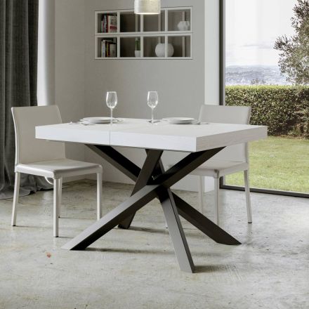 Tavolo Allungabile Fino a 440 cm in Ferro Antracite e Legno Made in Italy - Graffo Viadurini