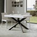 Tavolo Allungabile Fino a 440 cm in Ferro Antracite e Legno Made in Italy - Graffo