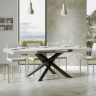 Tavolo Allungabile Fino a 440 cm in Ferro Antracite e Legno Made in Italy - Graffo Viadurini