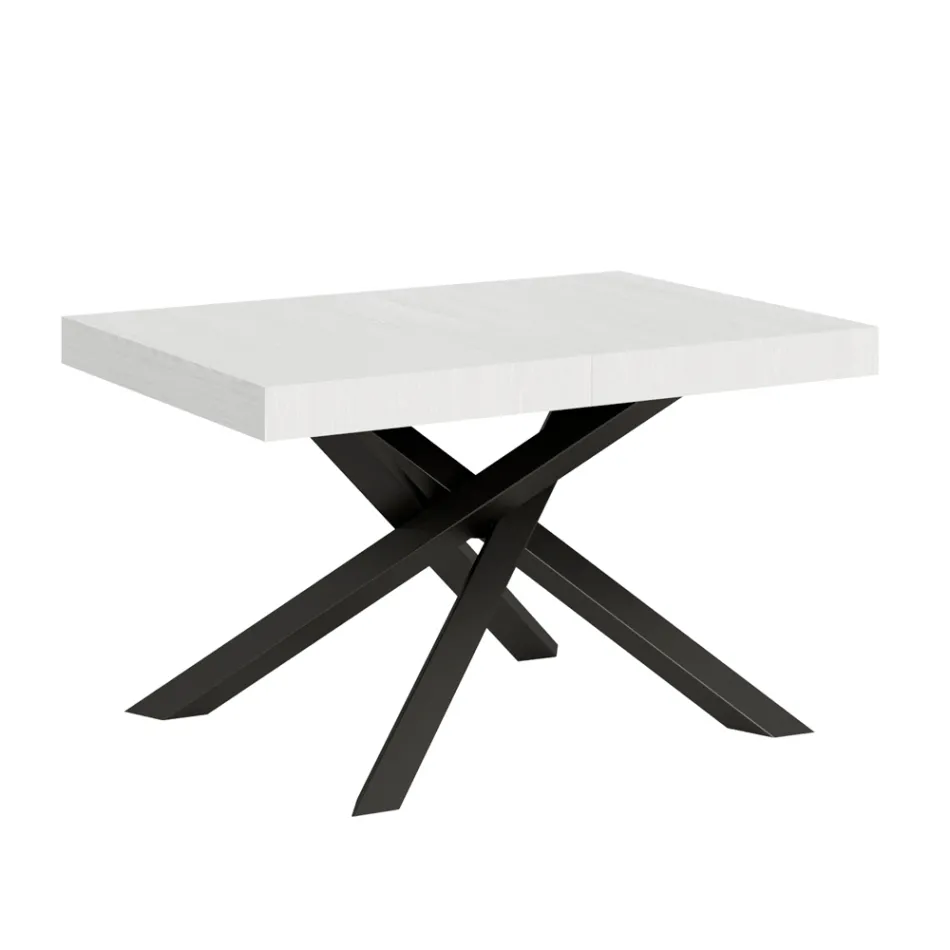 Tavolo Allungabile Fino a 440 cm in Ferro Antracite e Legno Made in Italy - Graffo Viadurini