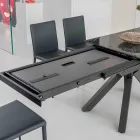Tavolo Allungabile in Ceramica Calacatta Black Lucidato Starlit - Balia Viadurini