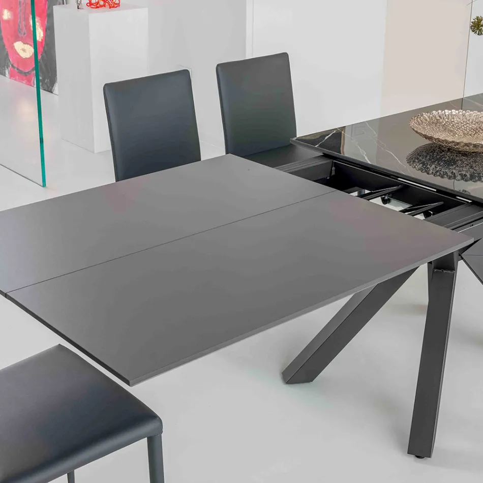Tavolo Allungabile in Ceramica Calacatta Black Lucidato Starlit - Balia Viadurini