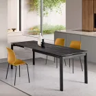Tavolo Allungabile in Due Misure in Metallo e Pietra Effetto Marmo - Morfeo Viadurini