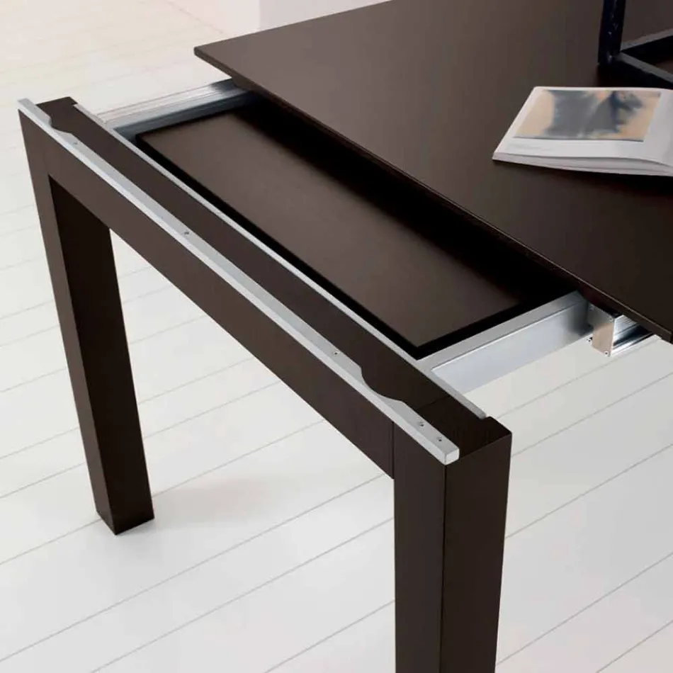 Tavolo Allungabile in Legno Frassino con Fasce Laterali Verniciato Grigio – Ketla Viadurini