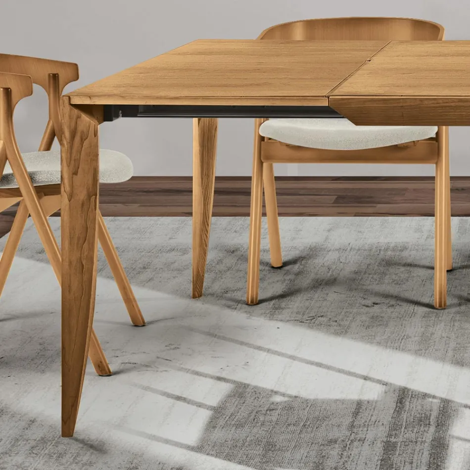 Tavolo Allungabile in Legno Massello di Frassino in Diverse Finiture - Ferenc Viadurini