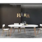 Tavolo allungabile in legno, piano bianco opaco Ian Viadurini