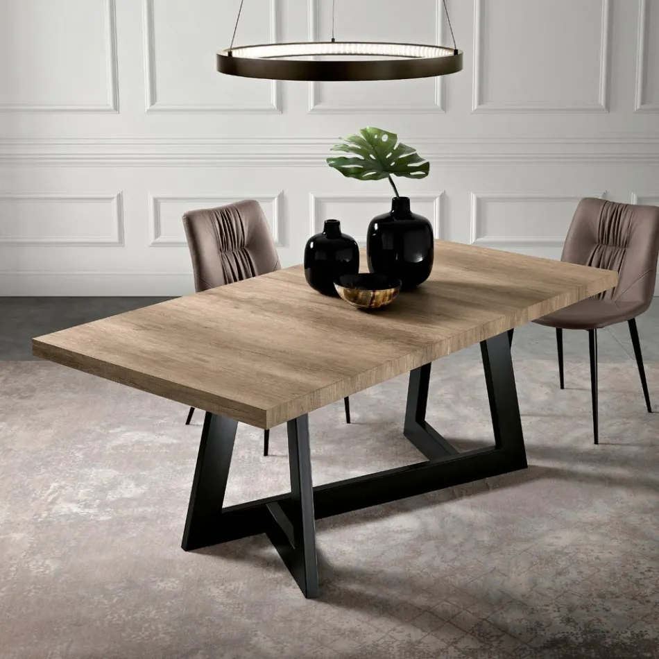 Tavolo Allungabile in Melaminico di 2 Diverse Finiture Made in Italy - Tecna Viadurini