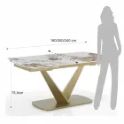 Tavolo Allungabile in Metallo e Piano in Ceramica Finitura Marmo Onice - Marche Viadurini