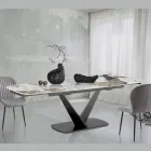 Tavolo Allungabile in Metallo e Piano in Ceramica Finitura Marmo Onice - Marche Viadurini