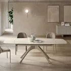 Tavolo Allungabile in Metallo e Piano in Gres Porcellananto Effetto Marmo - Vittorio Viadurini