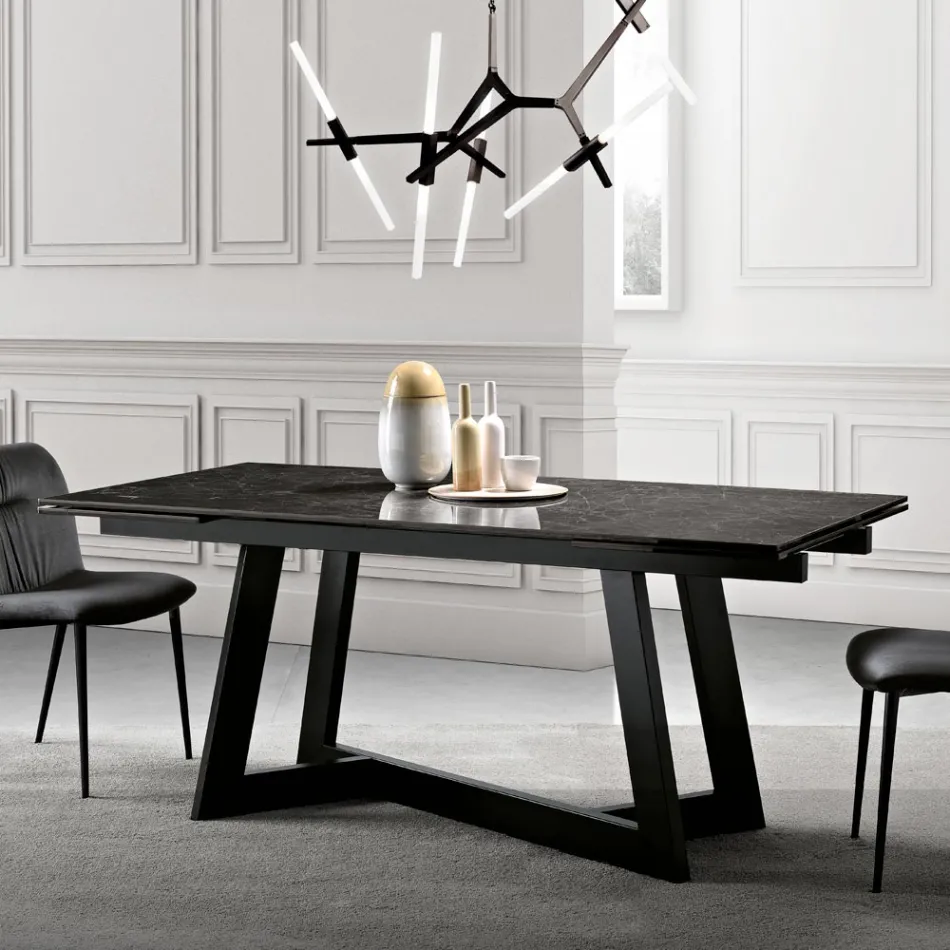 Tavolo Allungabile in Vetroceramica di 3 Diverse Finiture Made in Italy - Tecna Viadurini