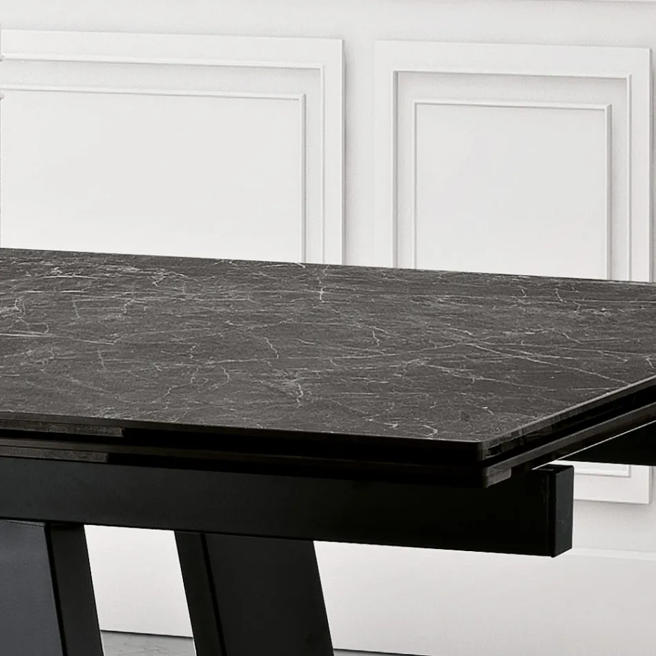 Tavolo Allungabile in Vetroceramica di 3 Diverse Finiture Made in Italy - Tecna Viadurini