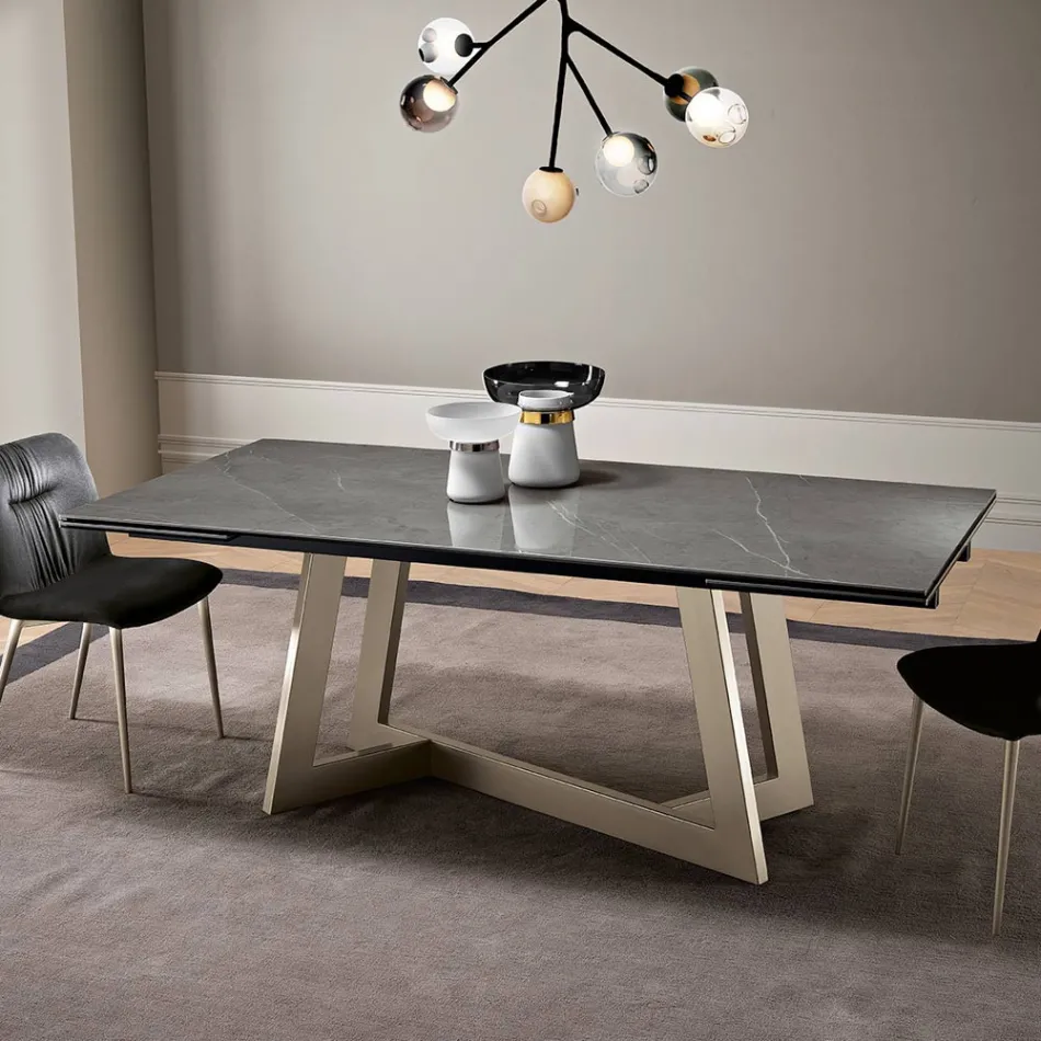 Tavolo Allungabile in Vetroceramica di 3 Diverse Finiture Made in Italy - Tecna Viadurini