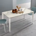 Tavolo Allungabile in Vetroceramica e Base in Metallo di Diverse Finiture - Ariel Viadurini