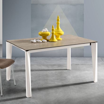Tavolo Allungabile in Vetroceramica Finitura Fokos Terra Made in Italy - Ariel Viadurini