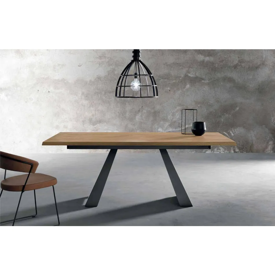 Tavolo Allungabile Lateralmente in Rovere Made in Italy -  Zerba Viadurini