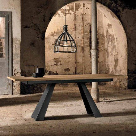 Tavolo Allungabile Lateralmente in Rovere Made in Italy -  Zerba Viadurini