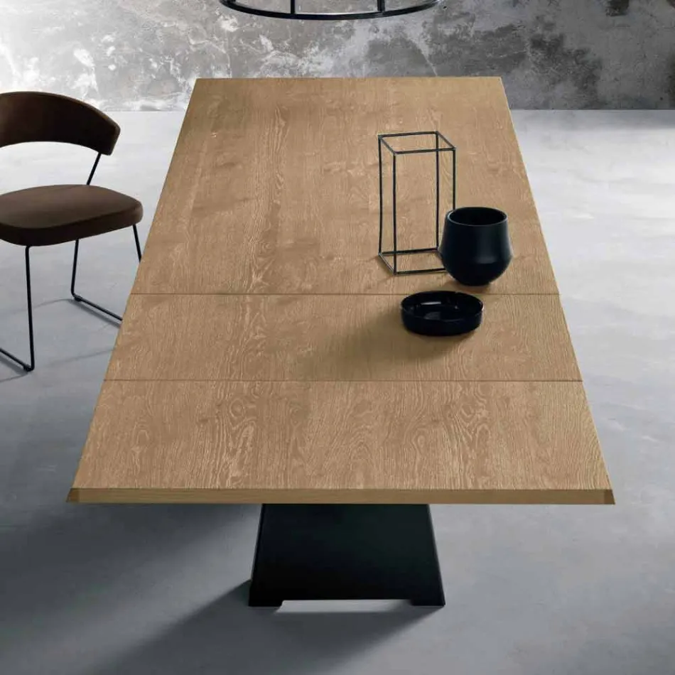 Tavolo Allungabile Lateralmente in Rovere Made in Italy -  Zerba Viadurini