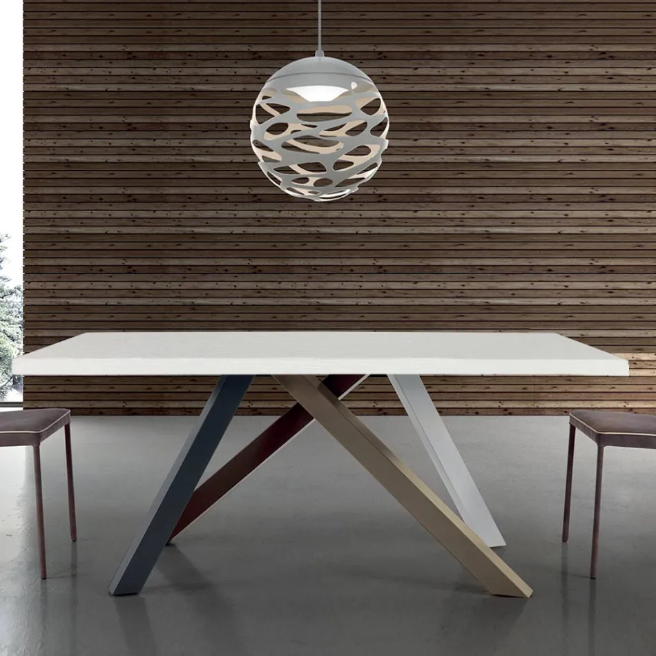 Tavolo Allungabile Moderno con Piano in Legno Laminato Made in Italy – Settimmio Viadurini