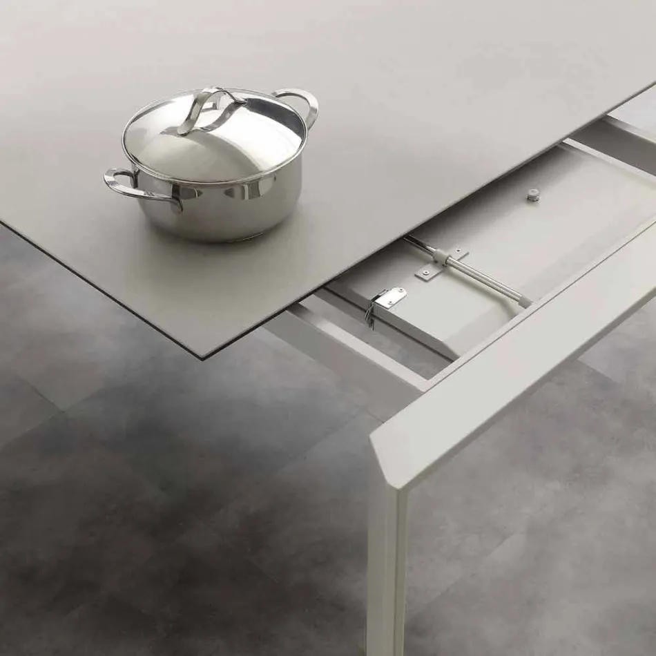 Tavolo allungabile moderno con piano in vetro ceramica Filadelfia Viadurini