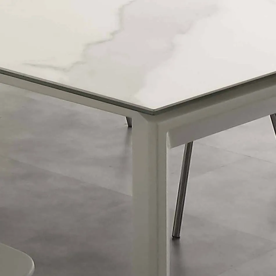 Tavolo allungabile moderno con piano in vetro ceramica Filadelfia Viadurini