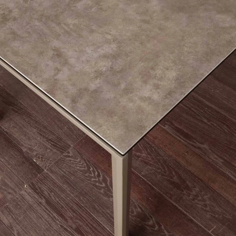 Tavolo allungabile moderno con piano in vetro ceramica Filadelfia Viadurini