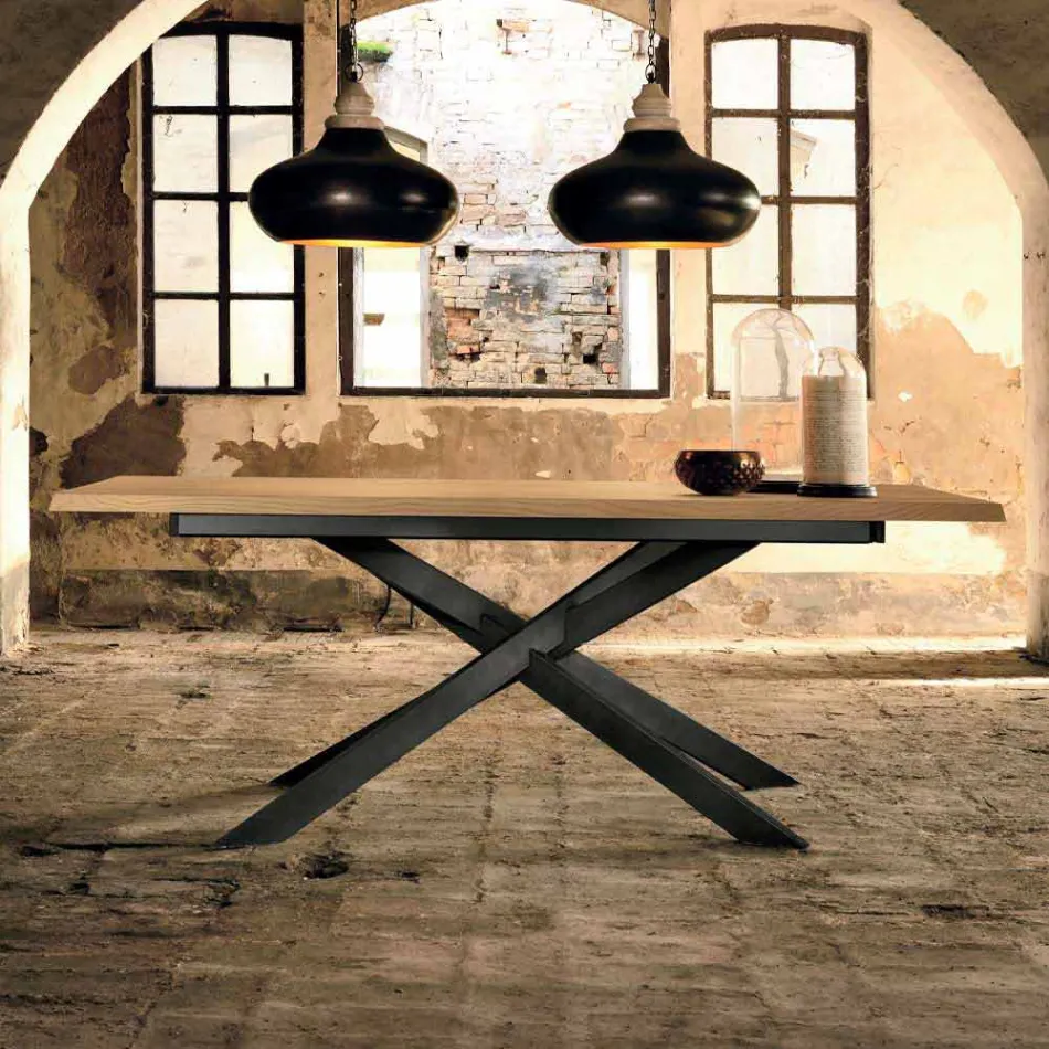 Tavolo Allungabile Moderno in Legno Rovere Made in Italy - Oncino Viadurini