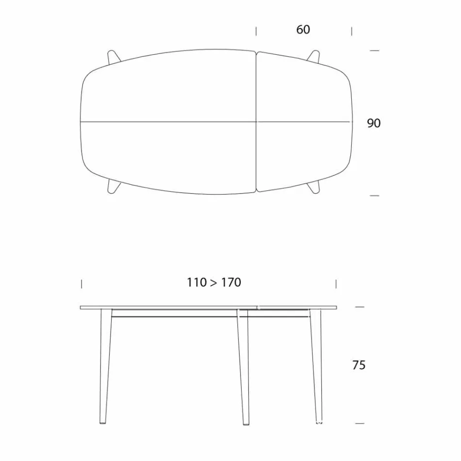 Tavolo Allungabile Pranzo in Legno Impiallacciato fino a 170 cm - Nutello Viadurini