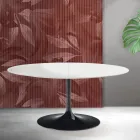 Tavolo Allungabile Tulip Saarinen H 74 cm in Ceramica Florim Bianca - Scarlet Viadurini
