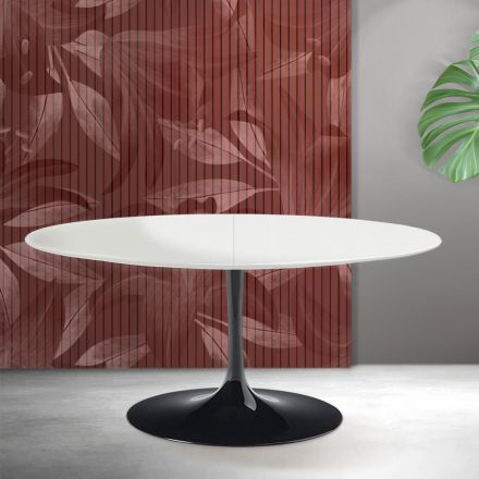 Tavolo Allungabile Tulip Saarinen H 74 cm in Ceramica Florim Bianca - Scarlet Viadurini