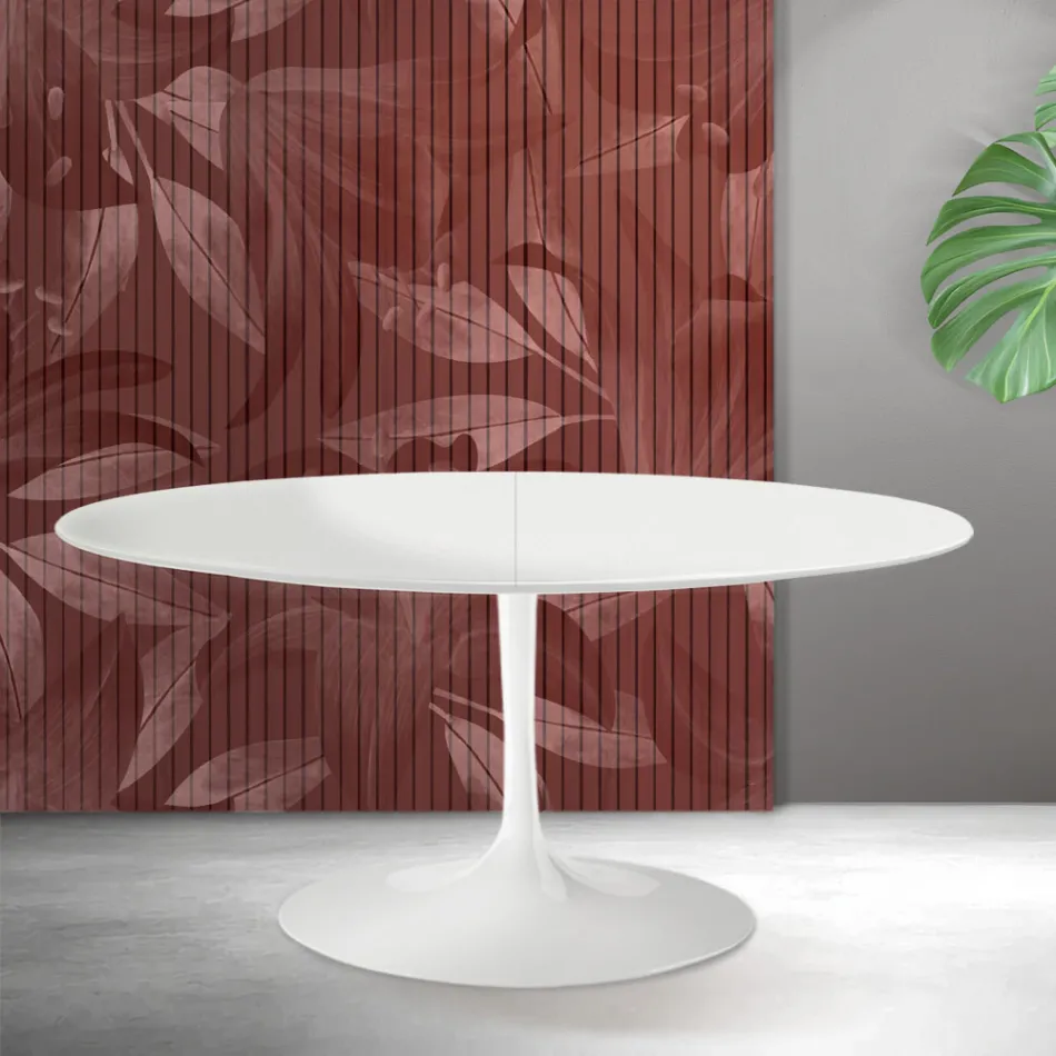 Tavolo Allungabile Tulip Saarinen H 74 cm in Ceramica Florim Bianca - Scarlet Viadurini