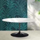 Tavolo Allungabile Tulip Saarinen H 74 cm in Ceramica Florim Bianco Lucido - Scarlet Viadurini