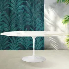 Tavolo Allungabile Tulip Saarinen H 74 cm in Ceramica Florim Calacatta Gold Lucido - Scarlet Viadurini