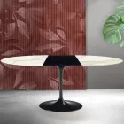 Tavolo Allungabile Tulip Saarinen H 74 cm in Ceramica Florim Calacatta Gold Opaco - Scarlet Viadurini