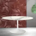 Tavolo Allungabile Tulip Saarinen H 74 cm in Ceramica Florim Statuario Opaco - Scarlet Viadurini