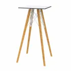Tavolo Alto da Bar Design Quadrato in Legno e Hpl, 4 Pezzi - Faz Wood by Vondom Viadurini