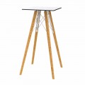 Tavolo Alto da Bar Design Quadrato in Legno e Hpl, 4 Pezzi - Faz Wood by Vondom