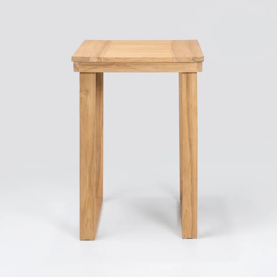 Tavolo Alto da Bar Realizzato in Teak Naturale Spazzolato - Sponda Viadurini